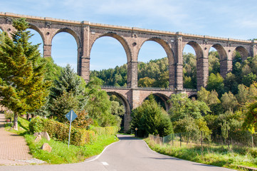 Fototapeta na wymiar Viadukt Eisenbahn Brücke Göhren - Mittelsachsen, Rochlitz, Mittweida 