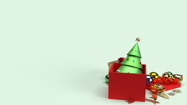  Christmas tree in gift box 3d rendering for Christmas content.