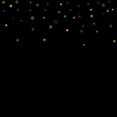 Gold, Blue stars, sprocket, shiny confetti. 