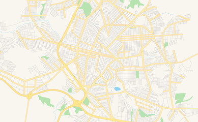 Printable street map of Franca, Brazil