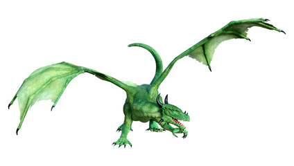 3D Rendering Fairy Tale Dragon on White