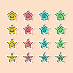 Obraz premium Star icon pictogram set in vector flat style