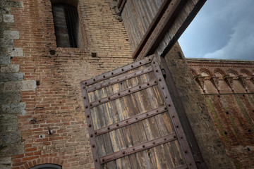 Siena Italy. City wall entrance. Gate Tuscany