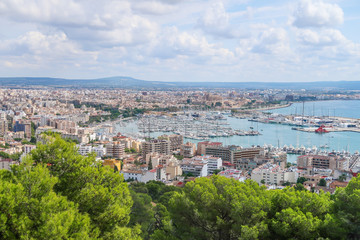 View of the bay with yachts in Palma de Mallorca