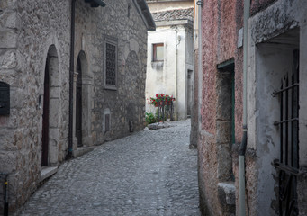 Fumone Italy. Narrow street
