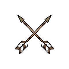 crossed arrows doodle icon, vector illustration