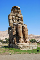 A magnificent statue of one of the Colossians of Memnon in Thebes, Egypt