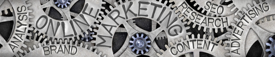 Metal Wheels with Online Marketing Concept