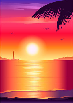 Image, background beautiful sunset on the beach