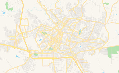 Fototapeta na wymiar Printable street map of Uberaba, Brazil
