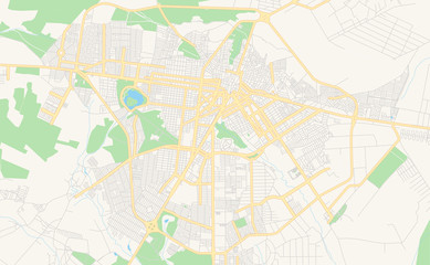 Fototapeta na wymiar Printable street map of Vitoria da Conquista, Brazil