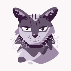 Cute cat face flat vector illustration