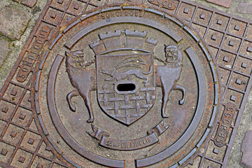 Saint Malo; France - july 28 2019 : manhole cover