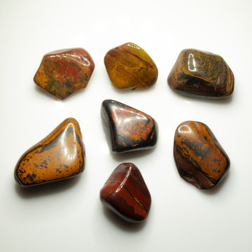 Natural polished jaspelite on the white background