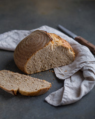 Cut loaf of bread