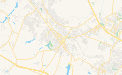 Fototapeta na wymiar Printable street map of Sumare, Brazil