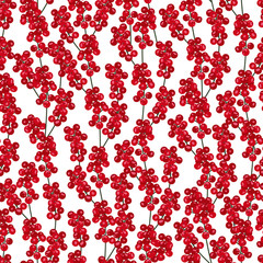 Christmas seamless pattern with holly berries background, Winter pattern with holly, wrapping paper, pattern fills, winter greetings, web page background, Christmas and New Year greeting cards