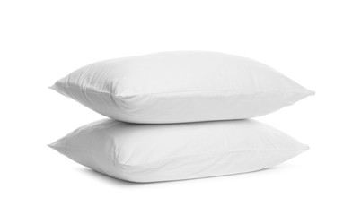Fototapeta na wymiar Blank soft new pillows isolated on white