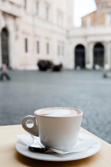 cappuccino in the terrace of a cafe in Italy