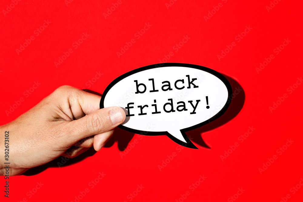 Poster text black friday in a speech balloon.