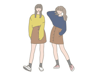 台形ミニスカートの女の子たち