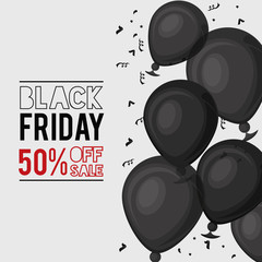 black friday sale poster with balloons helium