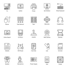 Computer Hardware Line Icons Pack 