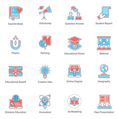 Fototapeta premium Science Education Flat Icons Pack 