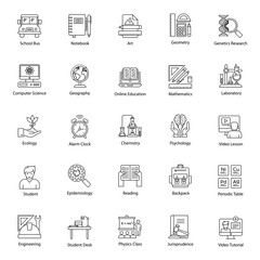 Educational Tools Line Icons Pack 