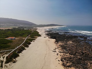 Aerial view of a beach in the North of Portugal
