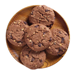 Chocolate chip cookies in plate