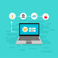 E-payment banner web icon for business, Application, E-wallet, NFC, QR code, Digital money, digital banking and block chain system payment. Minimal vector infographic.