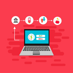 E-payment banner web icon for business, Application, E-wallet, NFC, QR code, Digital money, digital banking and block chain system payment. Minimal vector infographic.