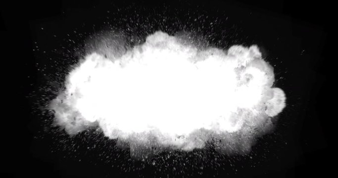 Realistic fireball explosion and blasts with luma channel. 4K VFX element.