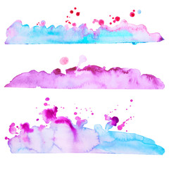 Obraz premium Set of watercolor stains on wet paper. Watercolor gradient blur