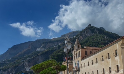 Fototapeta na wymiar Amalfi coast Italy. Salerno region. Mediterranean. Mountains.