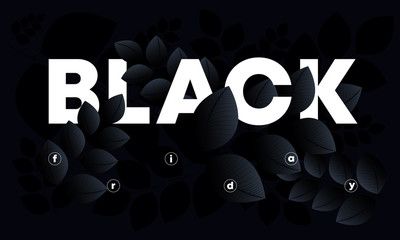 Black friday sale background, design composition with black leafs