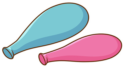 Blue and pink balloons on white background