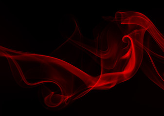 Red smoke abstract on black background, fire design, darkness concept