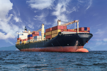 Cargo container ship in the ocean, Freight Transportation