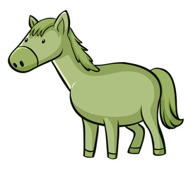 Green horse on white background