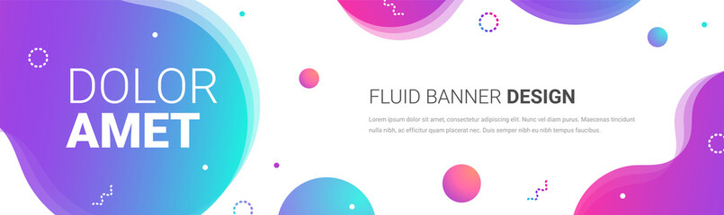 Fluid shapes horizontal banner neon