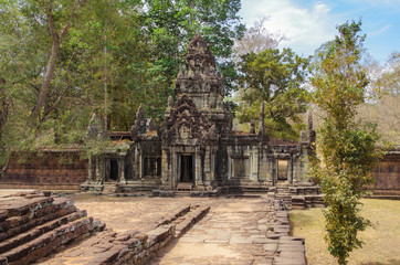 Fototapeta na wymiar Angkor Thom. Gate to Phimeanakas (Vimeanakas). View from Terrace of the Leper King. Angkor - UNESCO World Heritage site. Cambodia, Siem Reap, Angkor Thom