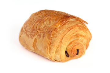 Petit pain au chocolat isolated on white background.