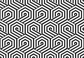 Abstract geometric pattern with stripes, lines. Seamless vector background. White and black ornament. Simple lattice graphic design