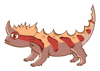 Strange lizard on white background