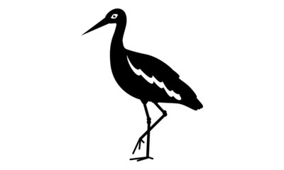 Fototapeta premium Stork / crane flat vector illustration