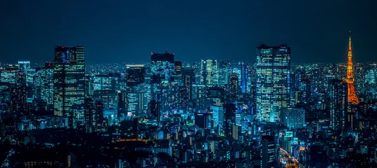 Crédence de cuisine en verre imprimé Tokyo Vue nocturne de Tokyo Japon