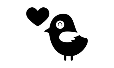Love bird illustration / chicken with heart
