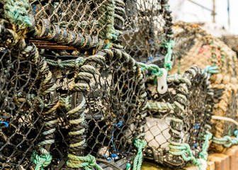 Lobster pots at a fishing port